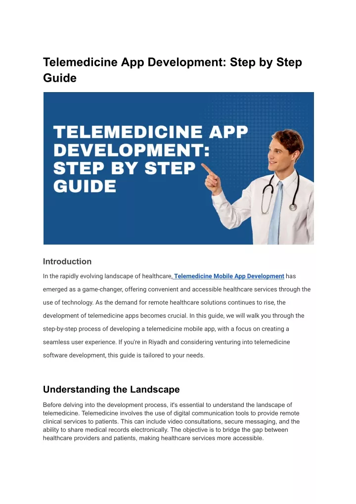 telemedicine app development step by step guide