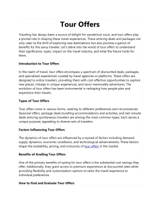 Tour Offers