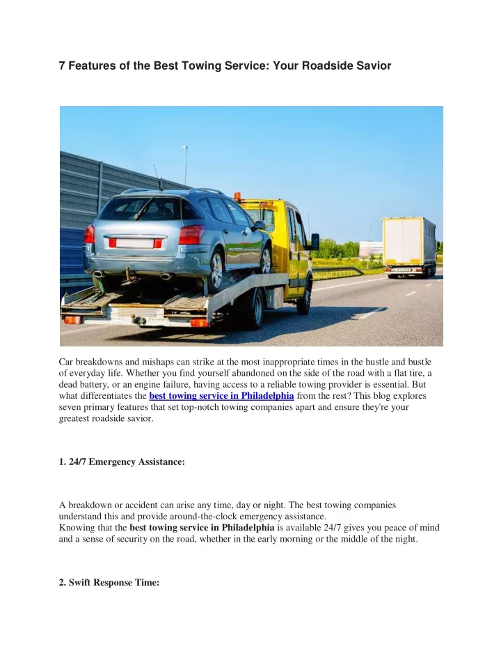 7 features of the best towing service your