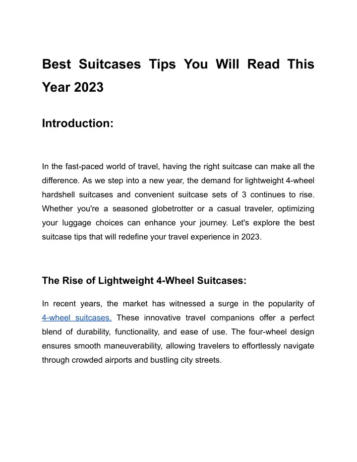 best suitcases tips you will read this