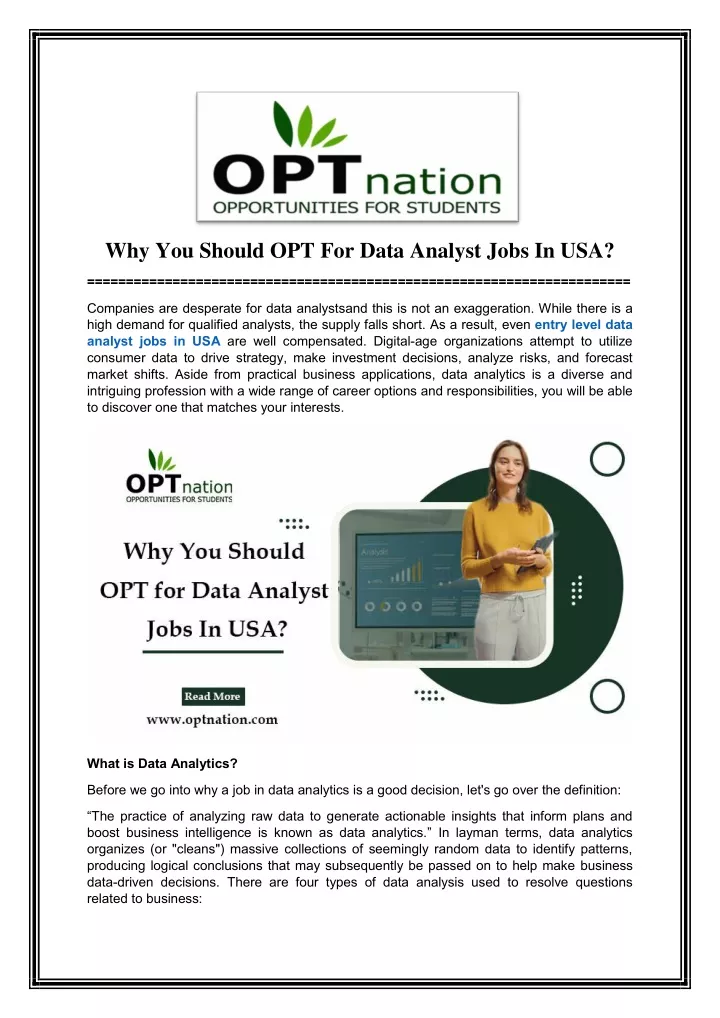 why you should opt for data analyst jobs in usa