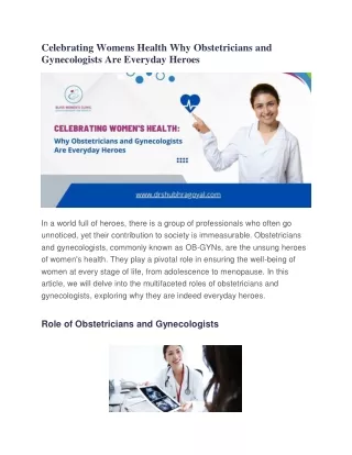 Celebrating Womens Health Why Obstetricians and Gynecologists Are Everyday Heroes