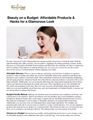 Beauty on a Budget: Affordable Products & Hacks for a Glamorous Look | Let's Tra