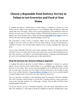 Choose a Reputable Food Delivery Service in Tulum to Get Groceries and Food at Your Home.docx
