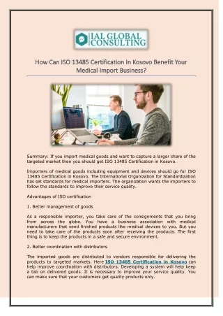 How Can ISO 13485 Certification In Kosovo Benefit Your Medical Import Business