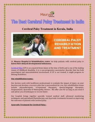 The Best Cerebral Palsy Treatment in India