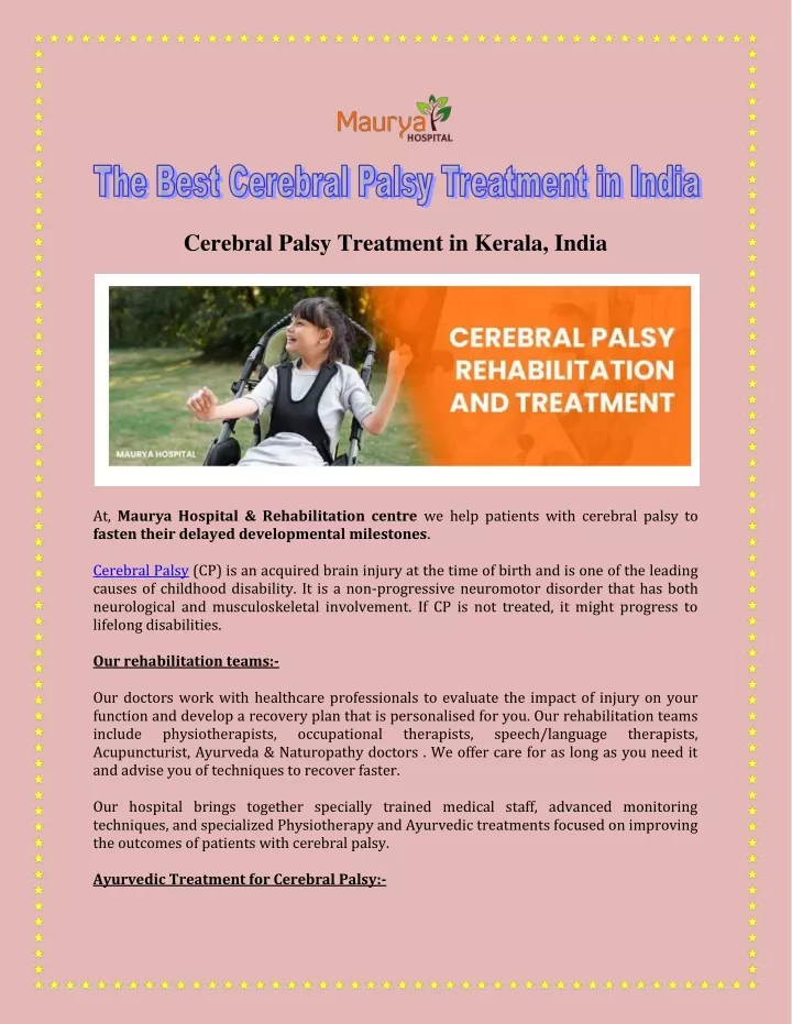 cerebral palsy treatment in kerala india