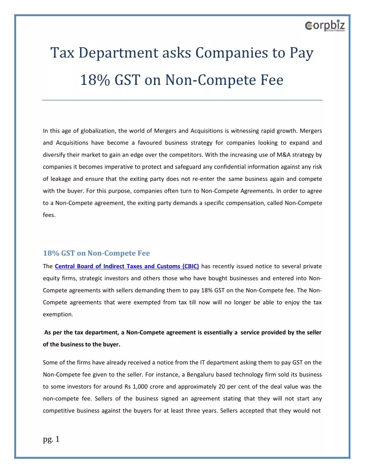 ppt-tax-department-directs-companies-to-remit-18-gst-on-non-compete