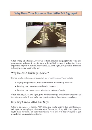 Why Does Your Business Need ADA Exit Signage?