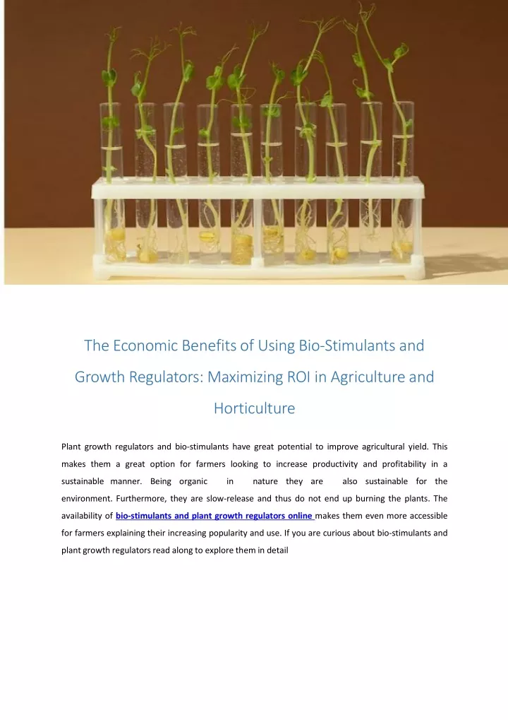 the economic benefits of using bio stimulants