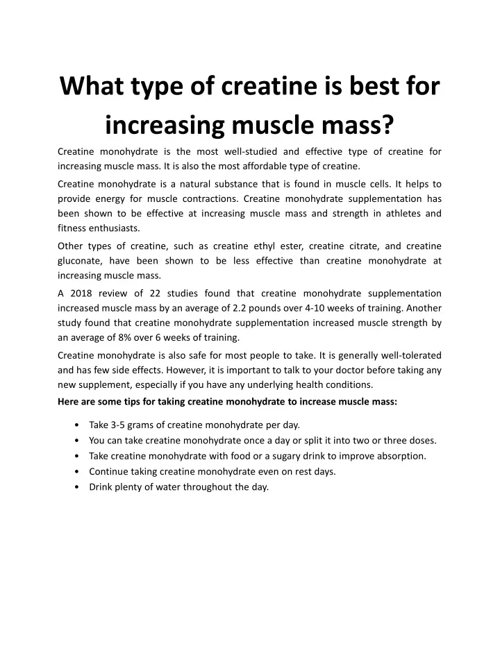 what type of creatine is best for increasing