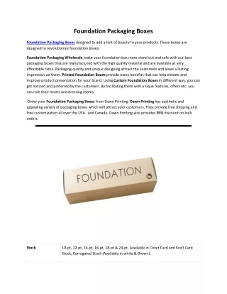 Foundation Packaging Boxes