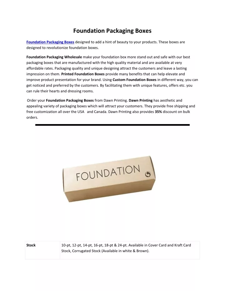 foundation packaging boxes