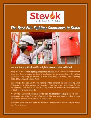 The Best Fire Fighting Companies in Dubai