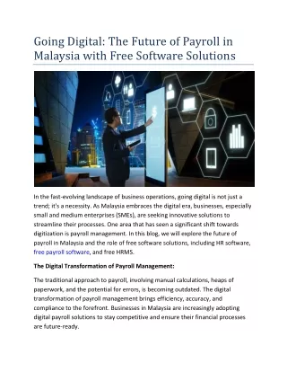Going Digital- The Future of Payroll in Malaysia with Free Software Solutions