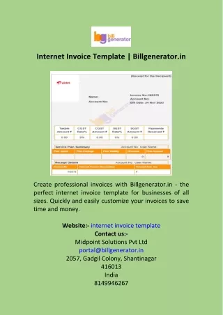 Internet Invoice Template  Billgenerator.in