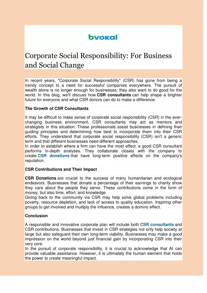 corporate social responsibility for business