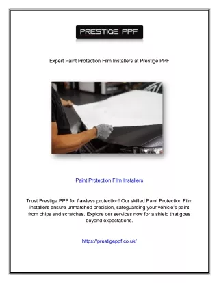 Expert Paint Protection Film Installers at Prestige PPF