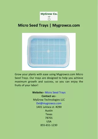 Micro Seed Trays  Mygrowco.com