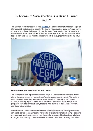 Is Access to Safe Abortion Is a Basic Human Right