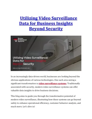 Utilizing Video Surveillance Data for Business Insights Beyond Security