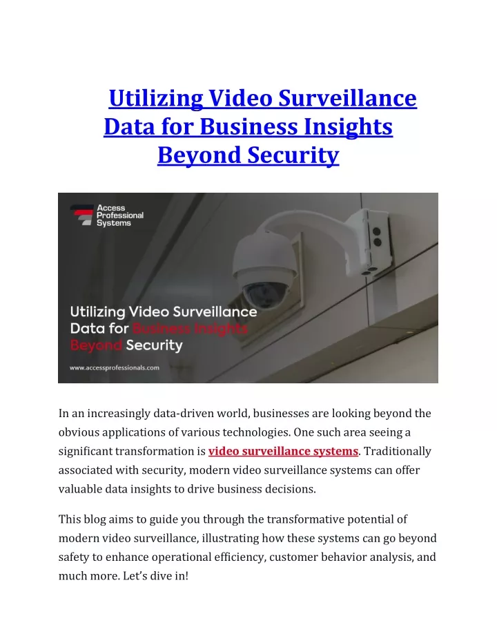 utilizing video surveillance data for business