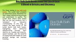 Buy Bulk Bath Bombs from The Lavish Goat A Blend of Artistry and Efficiency