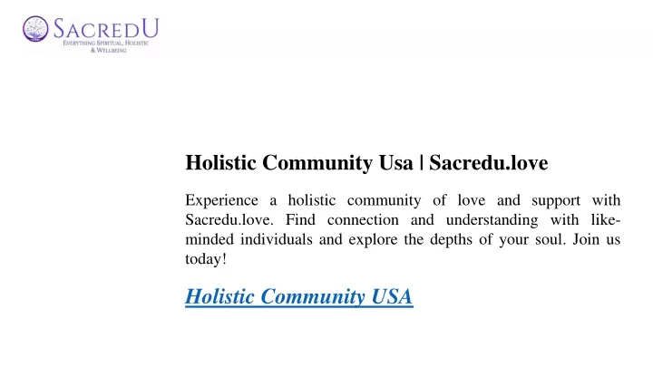 holistic community usa sacredu love experience