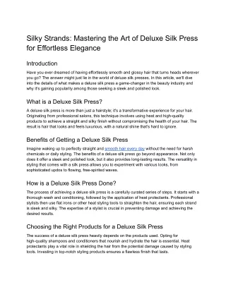 Discover the Secret to Silky Perfection with Our Deluxe Silk Press Guide