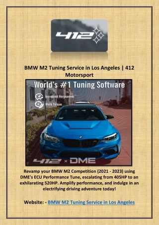 BMW M2 Tuning Service in Los Angeles | 412 Motorsport