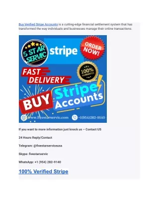 Buy Verified Stripe Accounts - 100% Verified Stripe