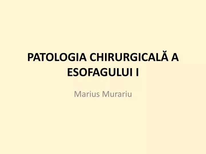 patologia chirurgical a esofagului i