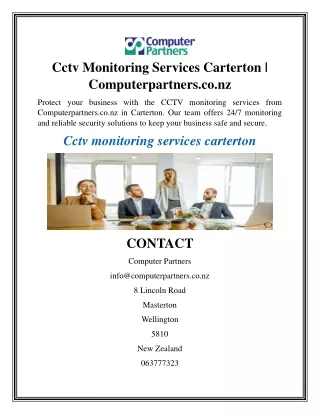 Cctv Monitoring Services Carterton  Computerpartners.co.nz