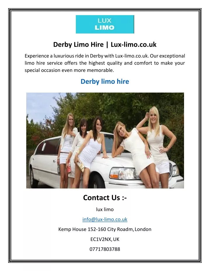 derby limo hire lux limo co uk