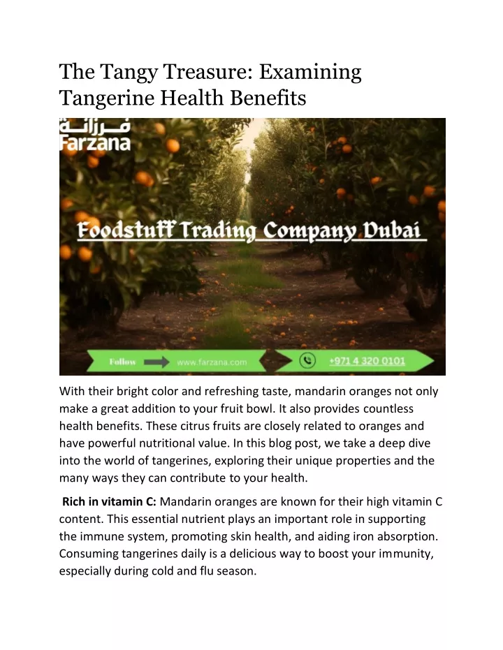 the tangy treasure examining tangerine health