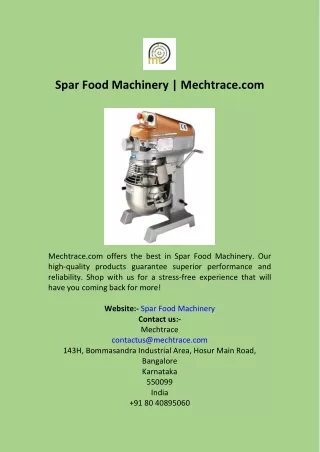 spar food machinery mechtrace com