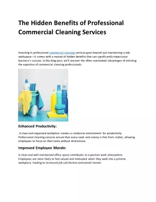 The Hidden Benefits of Professional Commercial Cleaning Services