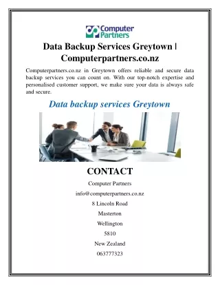 Data Backup Services Greytown  Computerpartners.co.nz