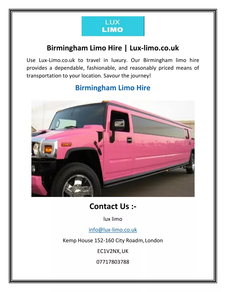birmingham limo hire lux limo co uk
