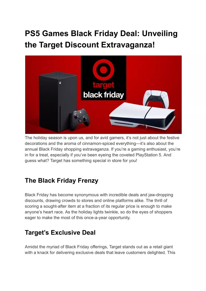 ps5 games black friday deal unveiling the target
