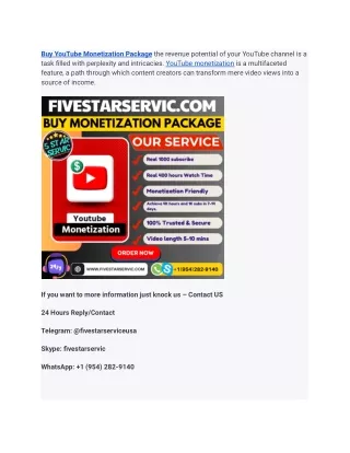 Buy YouTube Monetization Package