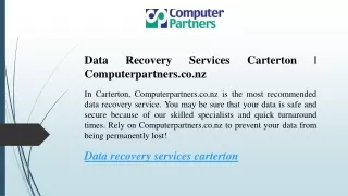 Data Recovery Services Carterton  Computerpartners.co.nz