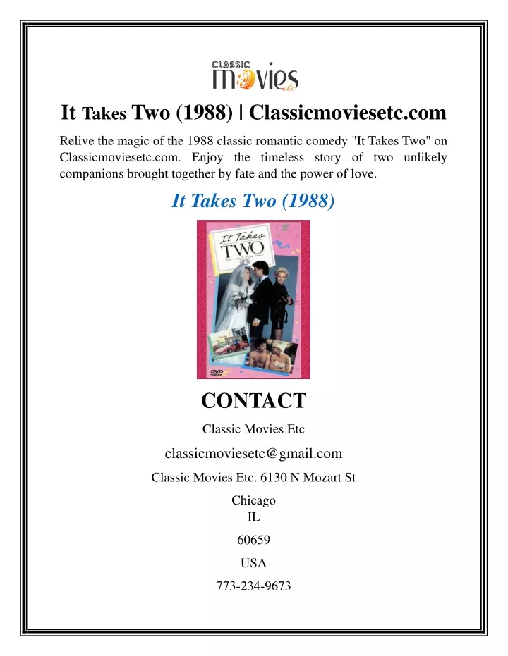it takes two 1988 classicmoviesetc com