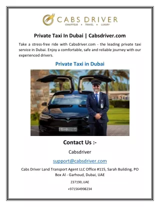 Private Taxi In Dubai