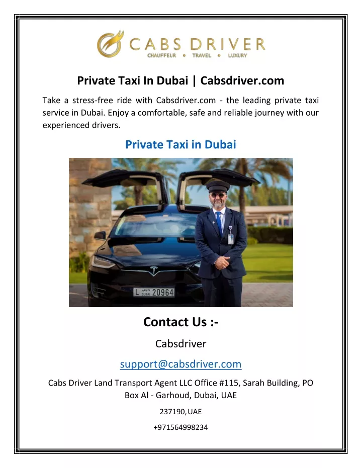 private taxi in dubai cabsdriver com