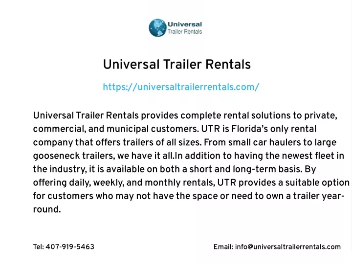 universal trailer rentals