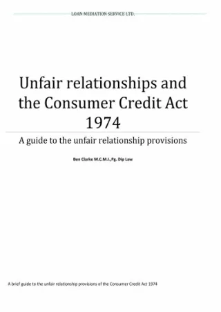 [✔Read❤ ⭐DOWNLOAD⭐]  Unfair relationships and the Consumer Credit Act 1974: A gu