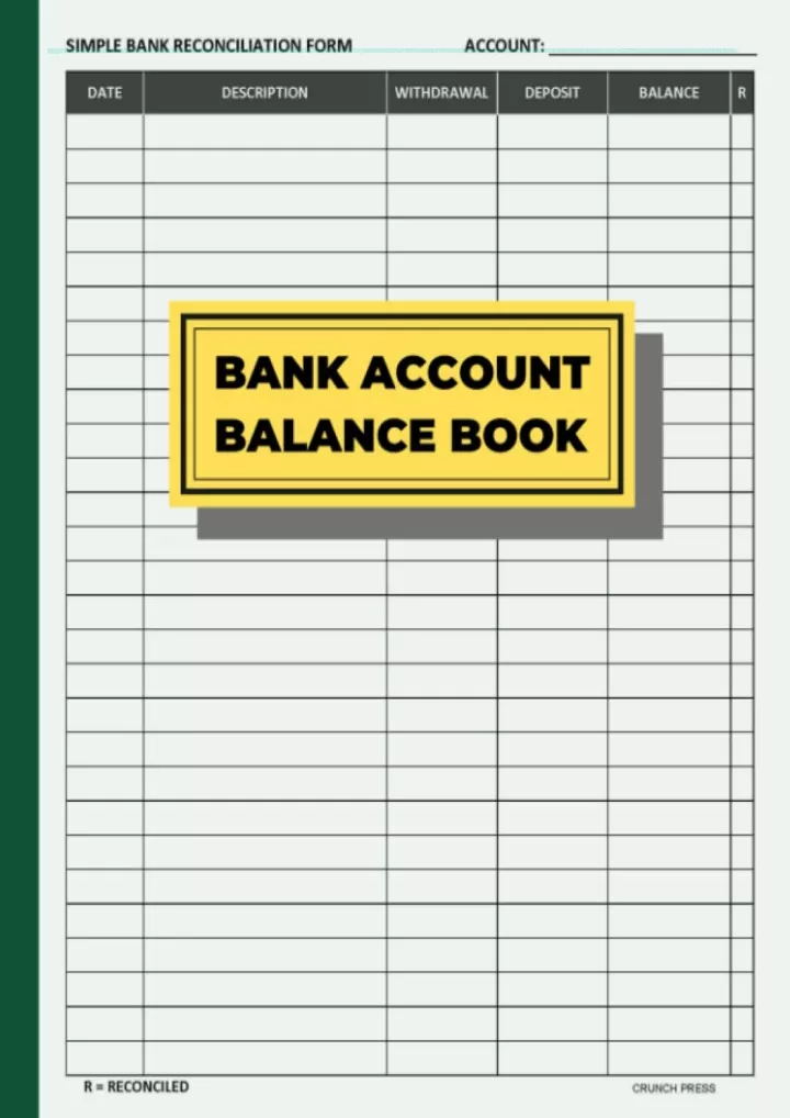 read ebook pdf bank account balance book simple