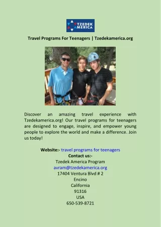 Travel Programs For Teenagers  Tzedekamerica.org
