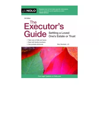 read ❤️ebook (✔️pdf✔️) The Executors Guide Settling a Loved Ones Estate or Trust